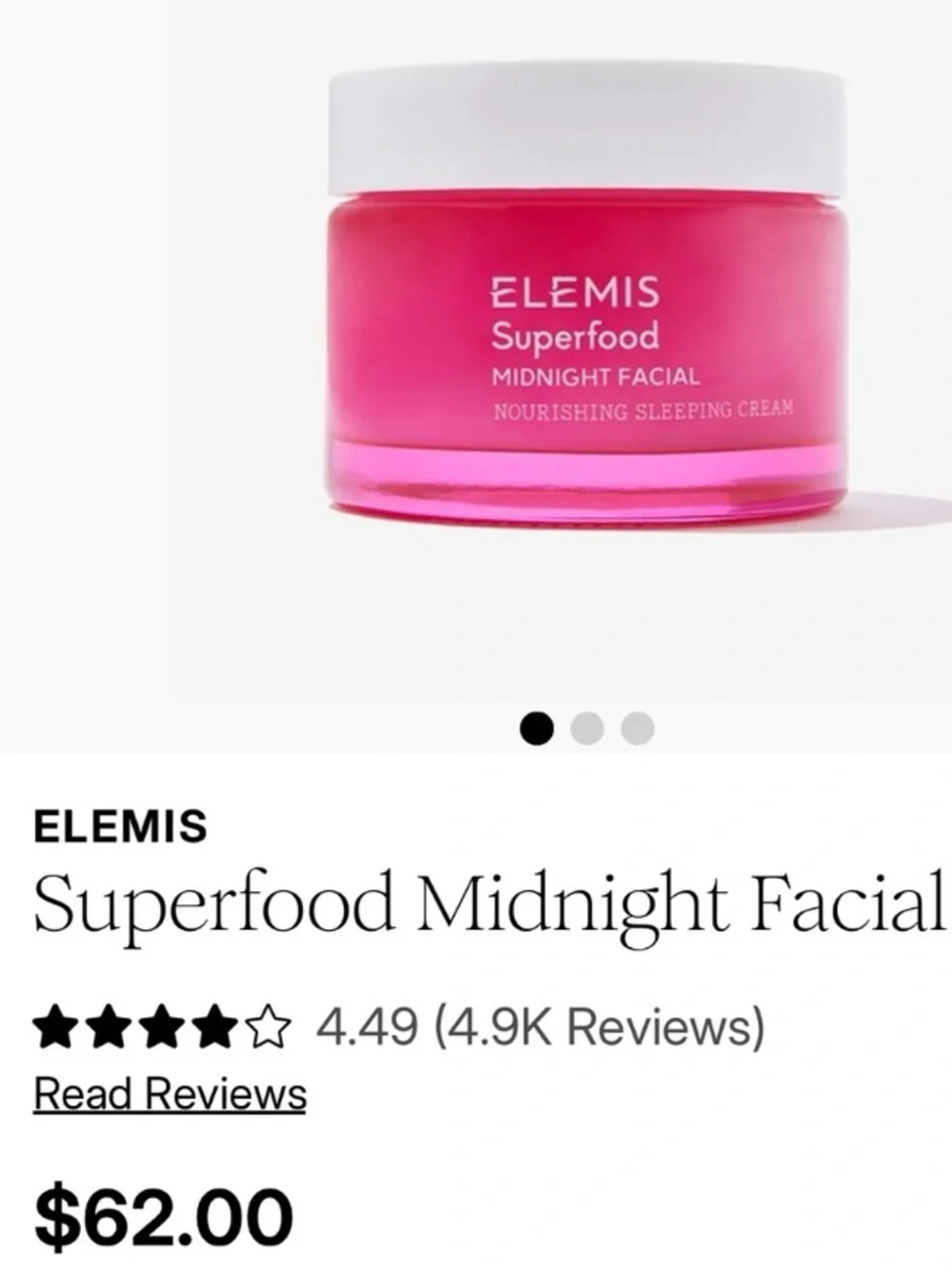 ELEMIS Superfood Midnight Facial Cream Replenishing Sleeping Cream 50 ml NEW!